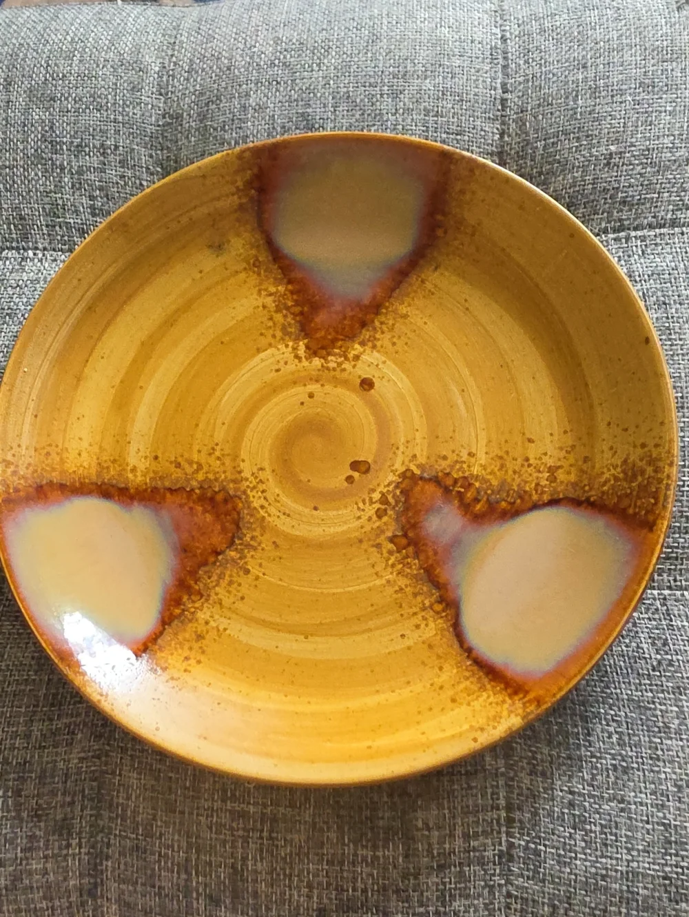 Sango Splash 4951 Brown Stoneware 8.25 Plates with Concentric Glaze Set of 4